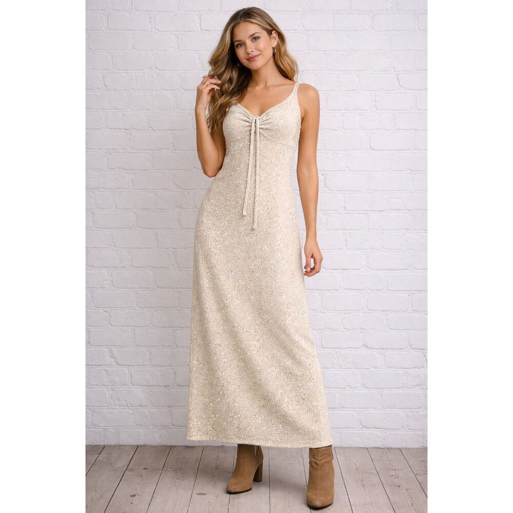 Wild Fable Cream Sequin Knit Maxi Dress – Large